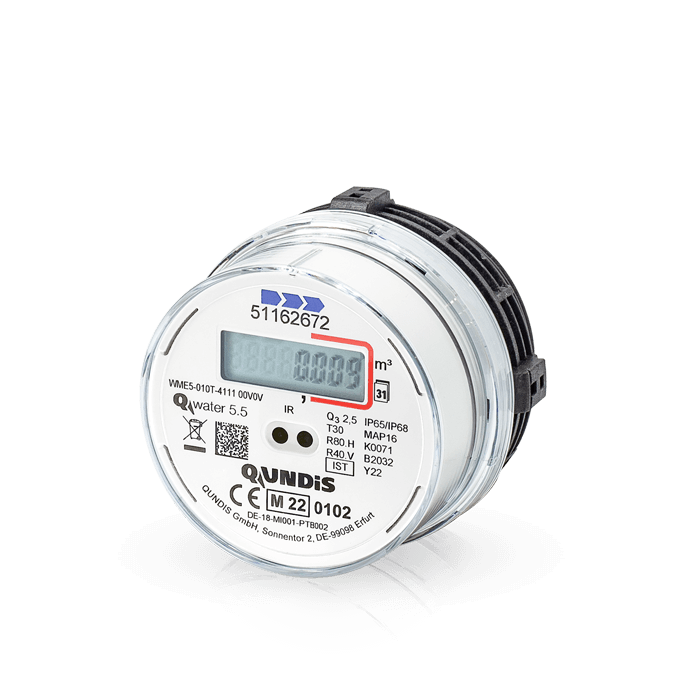 [Translate to Türkçe:] Product picture QUNDIS Q water 5.5 - Electronic measuring capsule water meter
